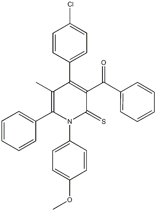 [4-(4-chlorophenyl)-1-(4-methoxyphenyl)-5-methyl-6-phenyl-2-thioxo-1,2-dihydro-3-pyridinyl](phenyl)methanone 结构式