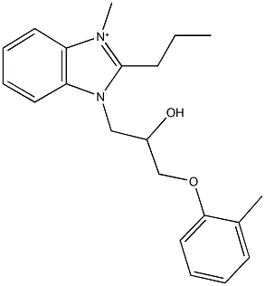 3-[2-hydroxy-3-(2-methylphenoxy)propyl]-1-methyl-2-propyl-3H-benzimidazol-1-ium 结构式