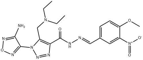 1-(4-amino-1,2,5-oxadiazol-3-yl)-5-[(diethylamino)methyl]-N'-{3-nitro-4-methoxybenzylidene}-1H-1,2,3-triazole-4-carbohydrazide 结构式