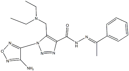 1-(4-amino-1,2,5-oxadiazol-3-yl)-5-[(diethylamino)methyl]-N'-(1-phenylethylidene)-1H-1,2,3-triazole-4-carbohydrazide 结构式