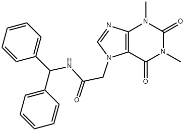 N-benzhydryl-2-(1,3-dimethyl-2,6-dioxo-1,2,3,6-tetrahydro-7H-purin-7-yl)acetamide 结构式