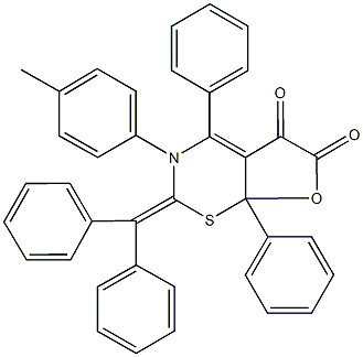 2-(diphenylmethylene)-3-(4-methylphenyl)-4,7a-diphenyl-3,7a-dihydro-2H-furo[3,2-e][1,3]thiazine-5,6-dione 结构式