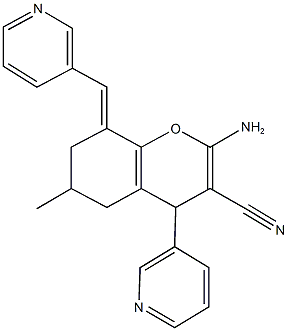 2-amino-6-methyl-4-(3-pyridinyl)-8-(3-pyridinylmethylene)-5,6,7,8-tetrahydro-4H-chromene-3-carbonitrile 结构式