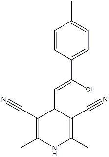 4-[2-chloro-2-(4-methylphenyl)vinyl]-2,6-dimethyl-1,4-dihydro-3,5-pyridinedicarbonitrile 结构式