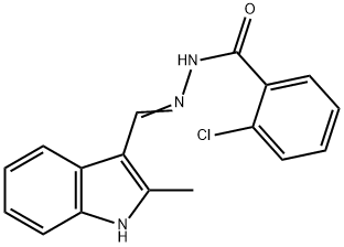 2-chloro-N'-[(2-methyl-1H-indol-3-yl)methylene]benzohydrazide 结构式