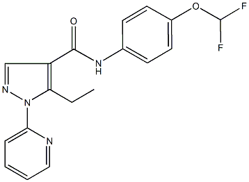 N-[4-(difluoromethoxy)phenyl]-5-ethyl-1-(2-pyridinyl)-1H-pyrazole-4-carboxamide 结构式
