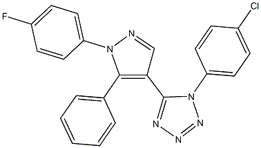 1-(4-chlorophenyl)-5-[1-(4-fluorophenyl)-5-phenyl-1H-pyrazol-4-yl]-1H-tetraazole 结构式