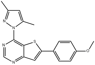 4-[4-(3,5-dimethyl-1H-pyrazol-1-yl)thieno[3,2-d]pyrimidin-6-yl]phenyl methyl ether 结构式