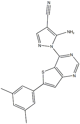 5-amino-1-[6-(3,5-dimethylphenyl)thieno[3,2-d]pyrimidin-4-yl]-1H-pyrazole-4-carbonitrile 结构式