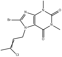 8-bromo-7-(3-chloro-2-butenyl)-1,3-dimethyl-3,7-dihydro-1H-purine-2,6-dione 结构式