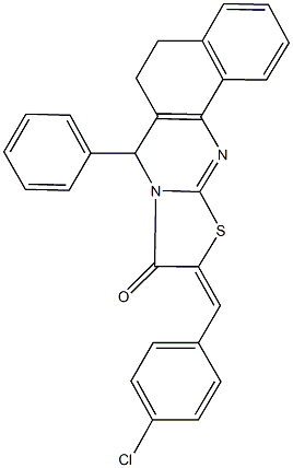 10-(4-chlorobenzylidene)-7-phenyl-5,7-dihydro-6H-benzo[h][1,3]thiazolo[2,3-b]quinazolin-9(10H)-one 结构式