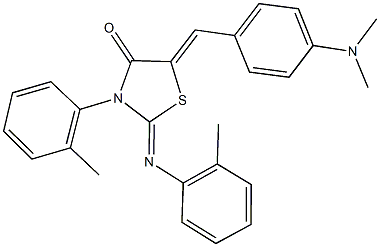 5-[4-(dimethylamino)benzylidene]-3-(2-methylphenyl)-2-[(2-methylphenyl)imino]-1,3-thiazolidin-4-one 结构式