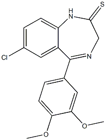 7-chloro-5-(3,4-dimethoxyphenyl)-1,3-dihydro-2H-1,4-benzodiazepine-2-thione 结构式