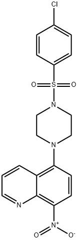 5-{4-[(4-chlorophenyl)sulfonyl]piperazin-1-yl}-8-nitroquinoline 结构式