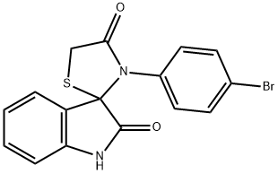 3-(4-bromophenyl)-1',3'-dihydrospiro[1,3-thiazolidine-2,3'-(2'H)-indole]-2',4-dione 结构式
