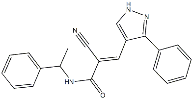 2-cyano-N-(1-phenylethyl)-3-(3-phenyl-1H-pyrazol-4-yl)acrylamide 结构式