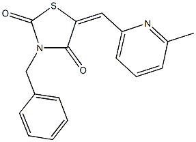 3-benzyl-5-[(6-methyl-2-pyridinyl)methylene]-1,3-thiazolidine-2,4-dione 结构式