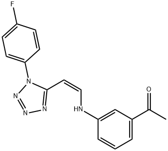 1-[3-({2-[1-(4-fluorophenyl)-1H-tetraazol-5-yl]vinyl}amino)phenyl]ethanone 结构式