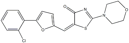 5-{[5-(2-chlorophenyl)-2-furyl]methylene}-2-(4-morpholinyl)-1,3-thiazol-4(5H)-one 结构式