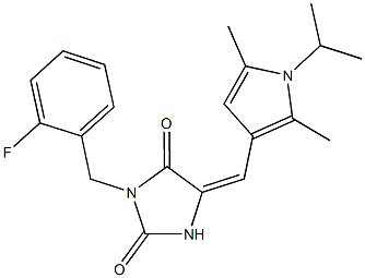 3-(2-fluorobenzyl)-5-[(1-isopropyl-2,5-dimethyl-1H-pyrrol-3-yl)methylene]-2,4-imidazolidinedione 结构式