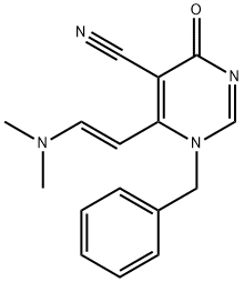 1-benzyl-6-[2-(dimethylamino)vinyl]-4-oxo-1,4-dihydro-5-pyrimidinecarbonitrile 结构式