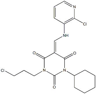 1-(3-chloropropyl)-5-{[(2-chloro-3-pyridinyl)amino]methylene}-3-cyclohexyl-2,4,6(1H,3H,5H)-pyrimidinetrione 结构式