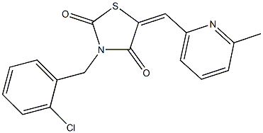 3-(2-chlorobenzyl)-5-[(6-methyl-2-pyridinyl)methylene]-1,3-thiazolidine-2,4-dione 结构式