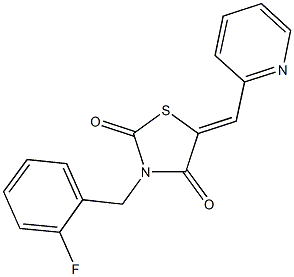 3-(2-fluorobenzyl)-5-(2-pyridinylmethylene)-1,3-thiazolidine-2,4-dione 结构式