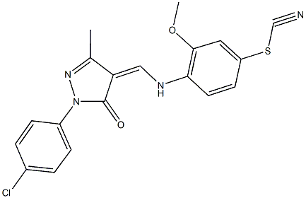 4-({[1-(4-chlorophenyl)-3-methyl-5-oxo-1,5-dihydro-4H-pyrazol-4-ylidene]methyl}amino)-3-methoxybenzenesulfenyl cyanide 结构式