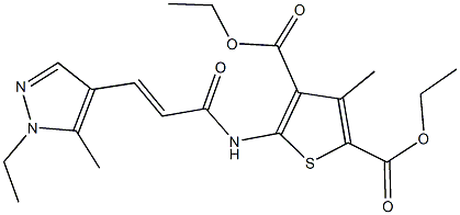 diethyl 5-{[3-(1-ethyl-5-methyl-1H-pyrazol-4-yl)acryloyl]amino}-3-methyl-2,4-thiophenedicarboxylate 结构式