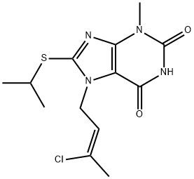 7-(3-chloro-2-butenyl)-8-(isopropylsulfanyl)-3-methyl-3,7-dihydro-1H-purine-2,6-dione 结构式