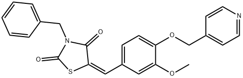 3-benzyl-5-[3-methoxy-4-(4-pyridinylmethoxy)benzylidene]-1,3-thiazolidine-2,4-dione 结构式