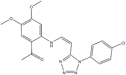 1-[2-({2-[1-(4-chlorophenyl)-1H-tetraazol-5-yl]vinyl}amino)-4,5-dimethoxyphenyl]ethanone 结构式