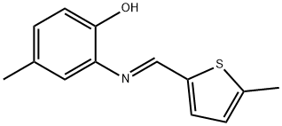 4-methyl-2-{[(5-methyl-2-thienyl)methylene]amino}phenol 结构式