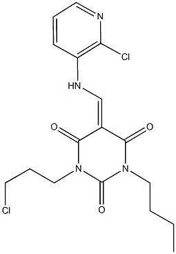 1-butyl-3-(3-chloropropyl)-5-{[(2-chloro-3-pyridinyl)amino]methylene}-2,4,6(1H,3H,5H)-pyrimidinetrione 结构式