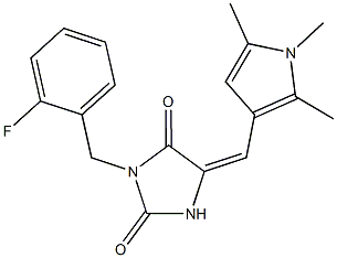 3-(2-fluorobenzyl)-5-[(1,2,5-trimethyl-1H-pyrrol-3-yl)methylene]-2,4-imidazolidinedione 结构式