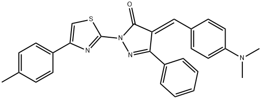 4-[4-(dimethylamino)benzylidene]-2-[4-(4-methylphenyl)-1,3-thiazol-2-yl]-5-phenyl-2,4-dihydro-3H-pyrazol-3-one 结构式