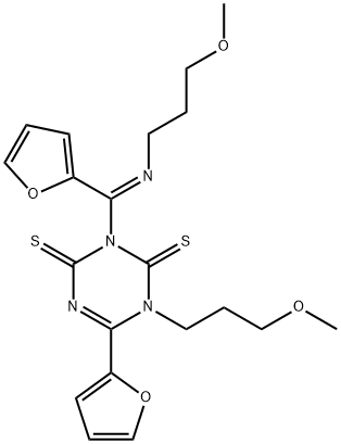 6-(2-furyl)-3-{2-furyl[(3-methoxypropyl)imino]methyl}-1-(3-methoxypropyl)-1,3,5-triazine-2,4(1H,3H)-dithione 结构式