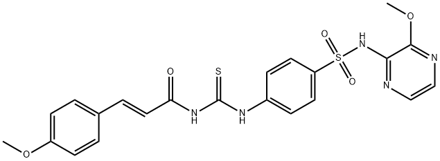 4-[({[3-(4-methoxyphenyl)acryloyl]amino}carbothioyl)amino]-N-(3-methoxy-2-pyrazinyl)benzenesulfonamide 结构式