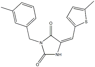 3-(3-methylbenzyl)-5-[(5-methyl-2-thienyl)methylene]-2,4-imidazolidinedione 结构式