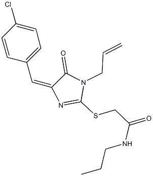 2-{[1-allyl-4-(4-chlorobenzylidene)-5-oxo-4,5-dihydro-1H-imidazol-2-yl]sulfanyl}-N-propylacetamide 结构式