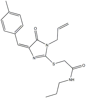 2-{[1-allyl-4-(4-methylbenzylidene)-5-oxo-4,5-dihydro-1H-imidazol-2-yl]sulfanyl}-N-propylacetamide 结构式