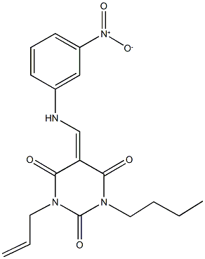 1-allyl-3-butyl-5-({3-nitroanilino}methylene)-2,4,6(1H,3H,5H)-pyrimidinetrione 结构式