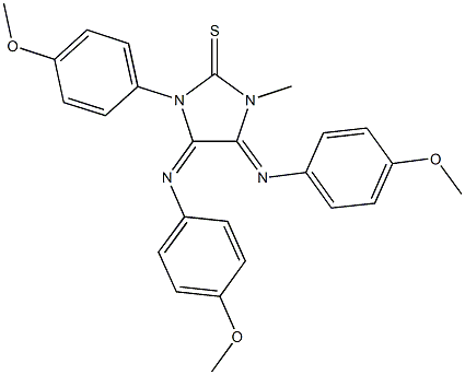 1-(4-methoxyphenyl)-4,5-bis[(4-methoxyphenyl)imino]-3-methylimidazolidine-2-thione 结构式