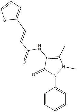 N-(1,5-dimethyl-3-oxo-2-phenyl-2,3-dihydro-1H-pyrazol-4-yl)-3-(2-thienyl)acrylamide 结构式