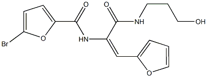 5-bromo-N-(2-(2-furyl)-1-{[(3-hydroxypropyl)amino]carbonyl}vinyl)-2-furamide 结构式