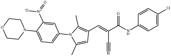 N-(4-chlorophenyl)-2-cyano-3-{1-[3-nitro-4-(4-morpholinyl)phenyl]-2,5-dimethyl-1H-pyrrol-3-yl}acrylamide 结构式