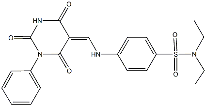 N,N-diethyl-4-{[(2,4,6-trioxo-1-phenyltetrahydro-5(2H)-pyrimidinylidene)methyl]amino}benzenesulfonamide 结构式