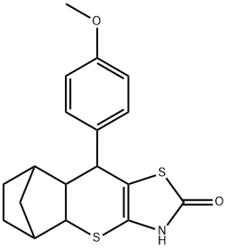 9-(4-methoxyphenyl)-3,7-dithia-5-azatetracyclo[9.2.1.0~2,10~.0~4,8~]tetradec-4(8)-en-6-one 结构式