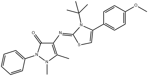 4-[(3-tert-butyl-4-(4-methoxyphenyl)-1,3-thiazol-2(3H)-ylidene)amino]-1,5-dimethyl-2-phenyl-1,2-dihydro-3H-pyrazol-3-one 结构式